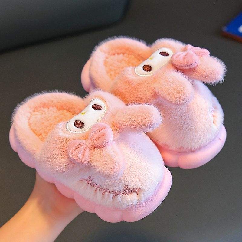 Dječje pamučne papuče za zimu – unutarnje kućne cipele za djevojčice s crtani lik princeze, 1–3 godine, potplat PVC