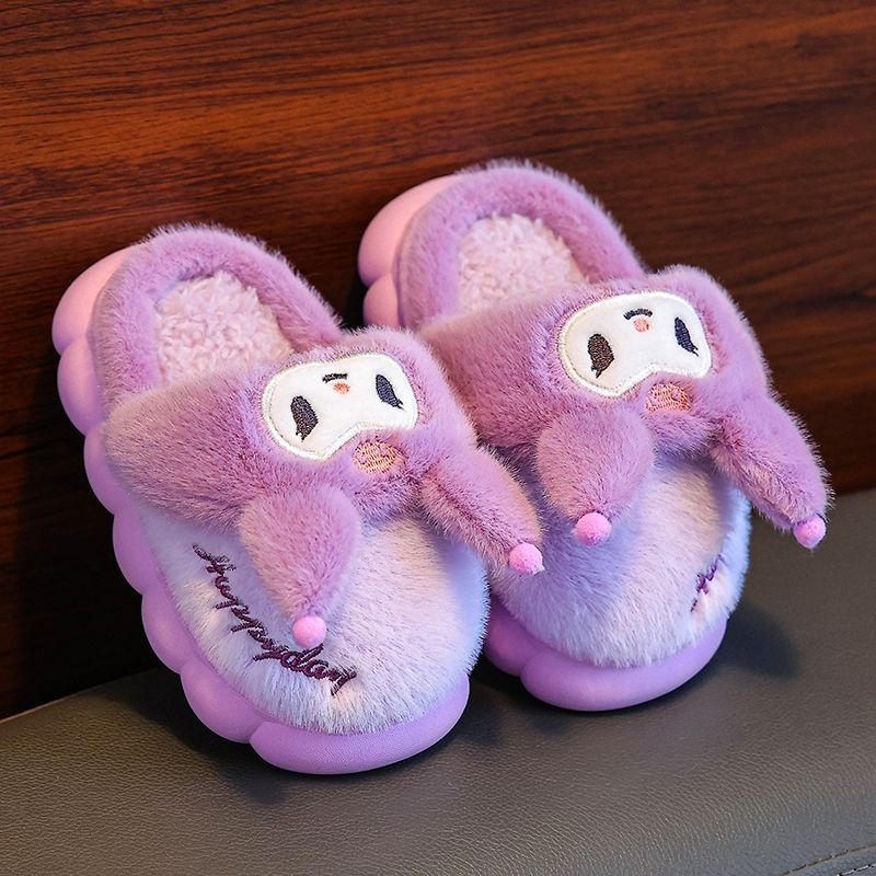 Dječje pamučne papuče za zimu – unutarnje kućne cipele za djevojčice s crtani lik princeze, 1–3 godine, potplat PVC