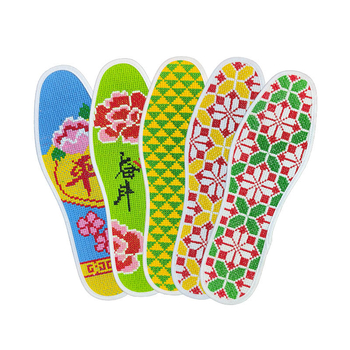 Talpă de pantof cu broderie cross-stitch finalizată, absorbantă la transpirație și respirabilă, din Material nețesut, pentru pantofi sport, piele, casual și de lucru