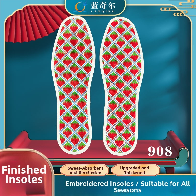 Talpă de pantof cu broderie cross-stitch finalizată, absorbantă la transpirație și respirabilă, din Material nețesut, pentru pantofi sport, piele, casual și de lucru