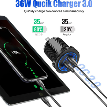 WillWin dvostruka QC3.0 12V USB utičnica, automobilski voltmetar, utičnica za upaljač i prekidač, SKU19-3M