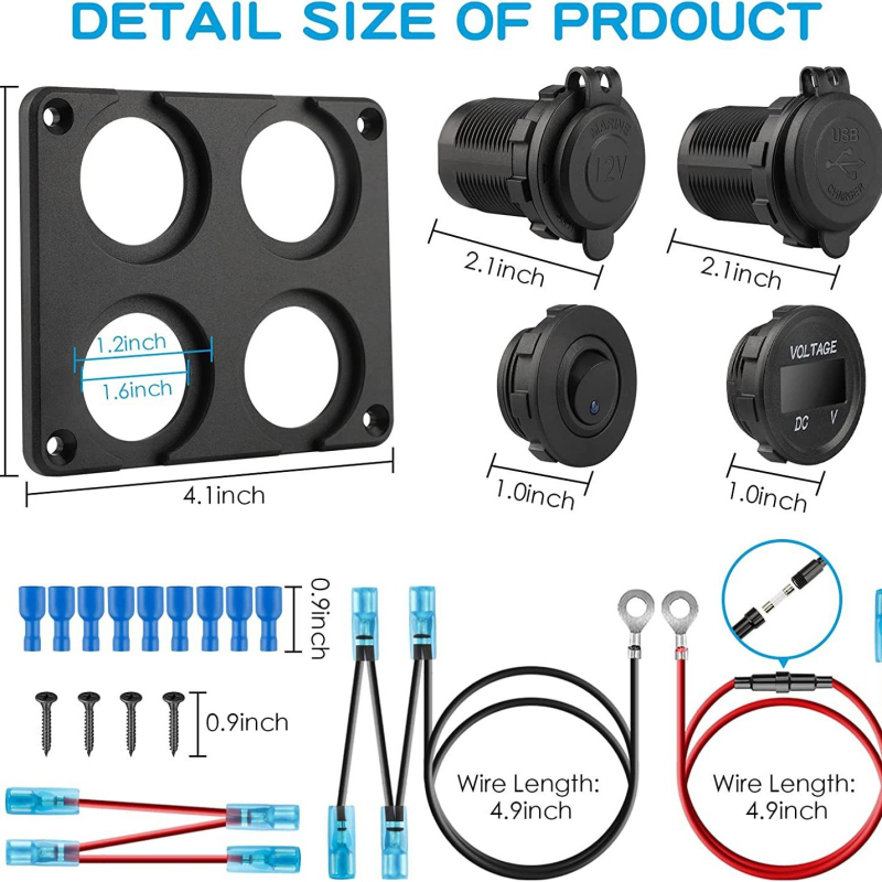 WillWin dvostruka QC3.0 12V USB utičnica, automobilski voltmetar, utičnica za upaljač i prekidač, SKU19-3M