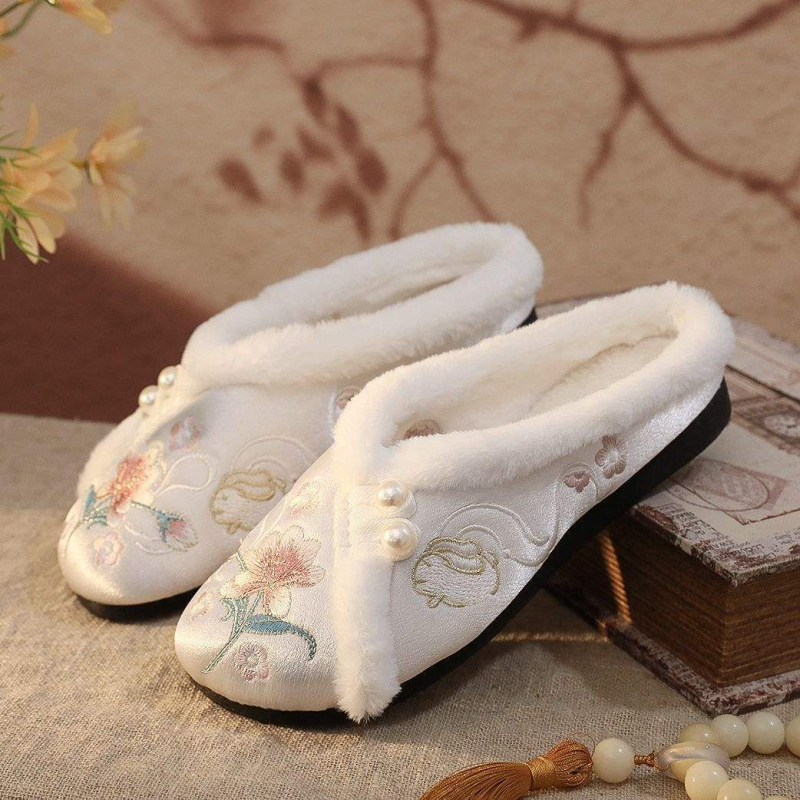 Domaće papuče s Hanfu motivima, pamučni gornji dio, vunena podstava, TPR potplat, protuklizno