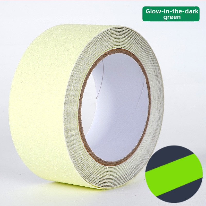 Lépcsőfigyelmeztető szalag, világító matt felülettel, csúszásmentes, önvilágító és fényvisszaverő, akril ragasztó, -10°C-tól 60°C-ig terjedő hőmérséklet-tartomány