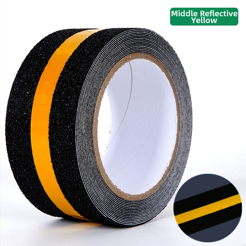 Lépcsőfigyelmeztető szalag, világító matt felülettel, csúszásmentes, önvilágító és fényvisszaverő, akril ragasztó, -10°C-tól 60°C-ig terjedő hőmérséklet-tartomány