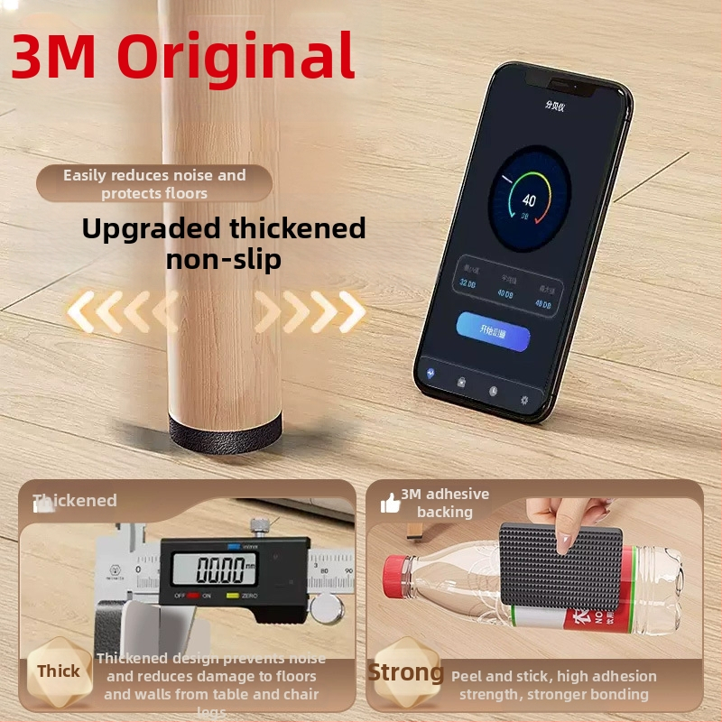 3M podložky na nohy stolov a kresiel – znižovanie hluku, protišmykové, EVA základ, hrúbka 4 mm, teplotná odolnosť 10–70°C