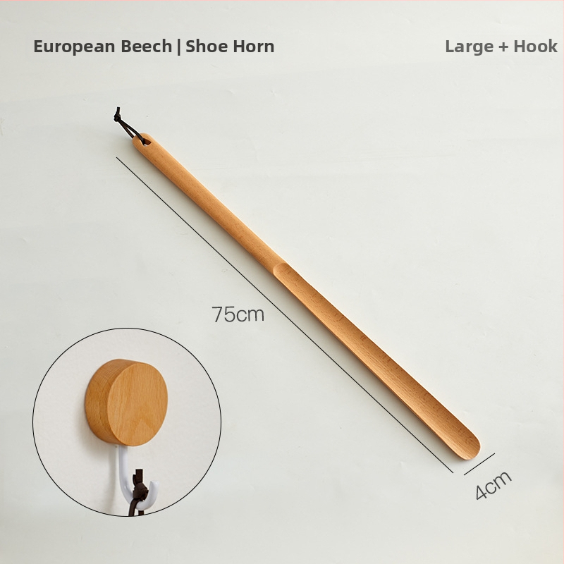 Shoehorn din lemn masiv cu mâner ultra-long pentru uz casnic