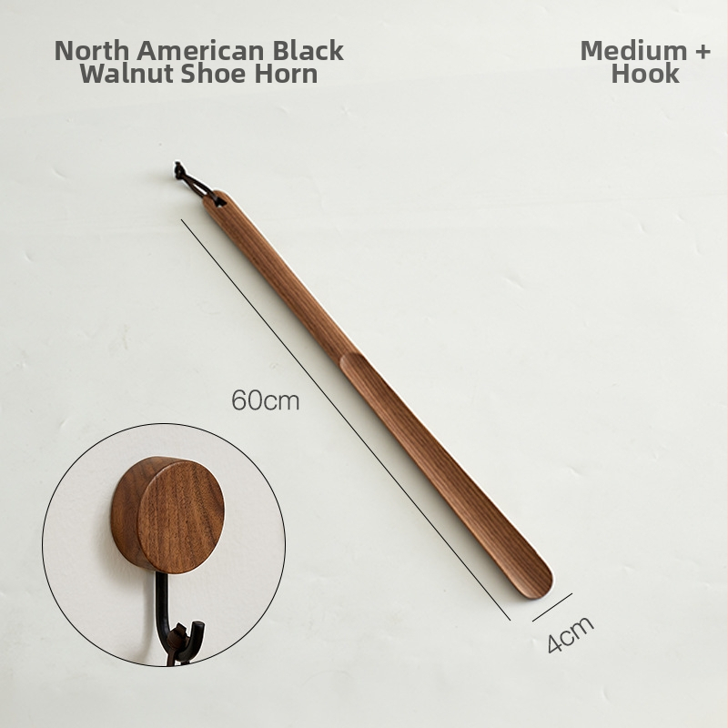 Shoehorn din lemn masiv cu mâner ultra-long pentru uz casnic