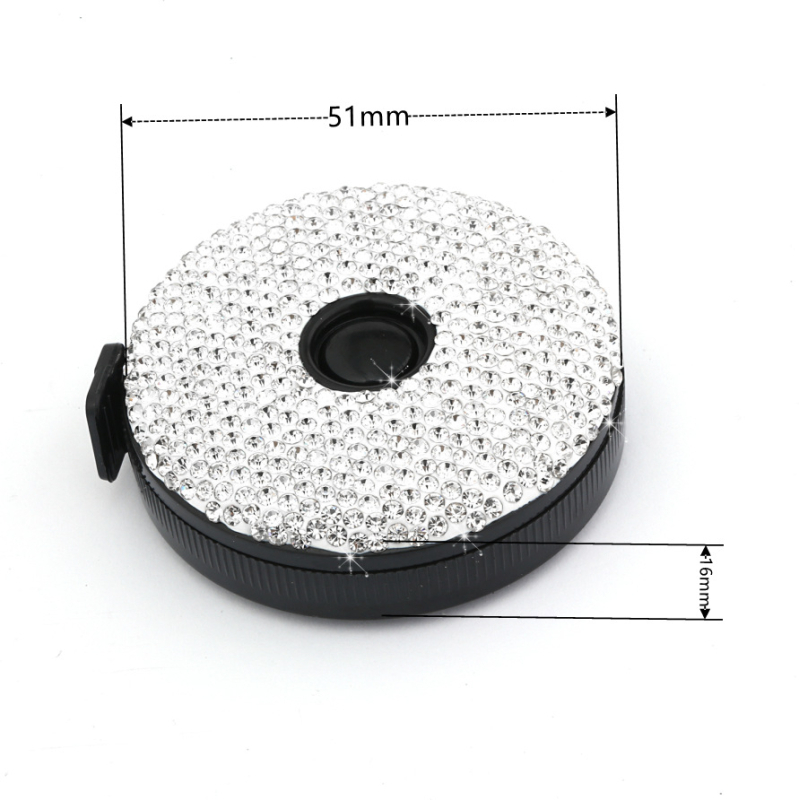 Mjerna traka s rhinestones ukrasom, automatsko izvlačenje, ABS plastično kućište, 1,5 m