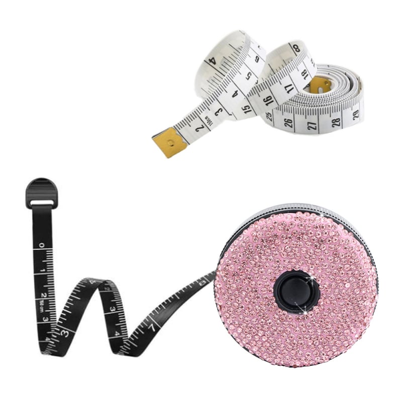 Mjerna traka s rhinestones ukrasom, automatsko izvlačenje, ABS plastično kućište, 1,5 m