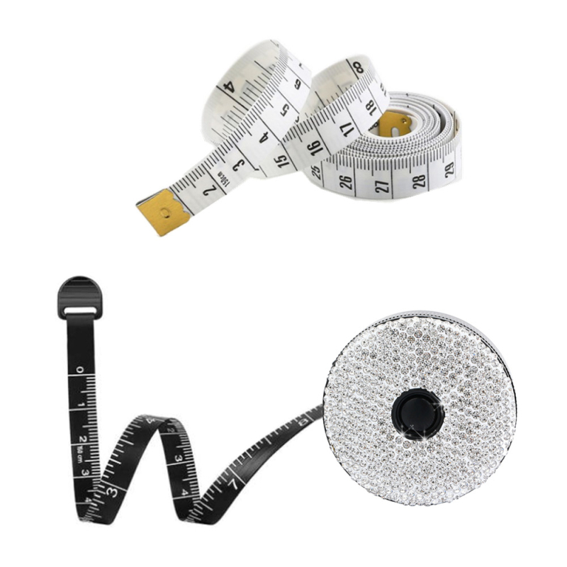 Mjerna traka s rhinestones ukrasom, automatsko izvlačenje, ABS plastično kućište, 1,5 m
