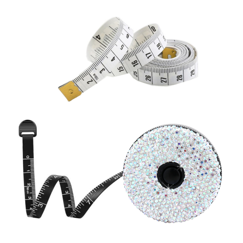 Mjerna traka s rhinestones ukrasom, automatsko izvlačenje, ABS plastično kućište, 1,5 m
