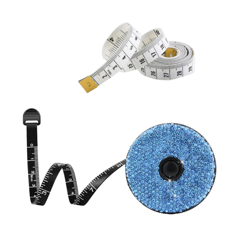 Mjerna traka s rhinestones ukrasom, automatsko izvlačenje, ABS plastično kućište, 1,5 m