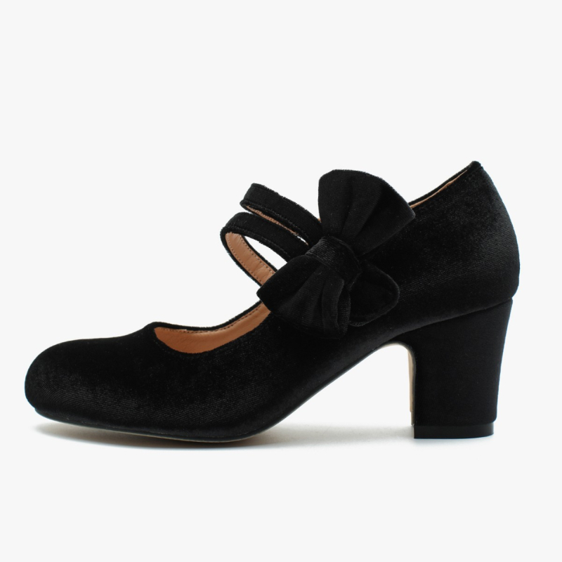 Mary Jane cipele s okruglom prstom, debeli potpeticama 6–8 cm, zatvaranje na Velcro, PU gornji dio, PVC potplat (pogodno za formalne odjevne kombinacije)