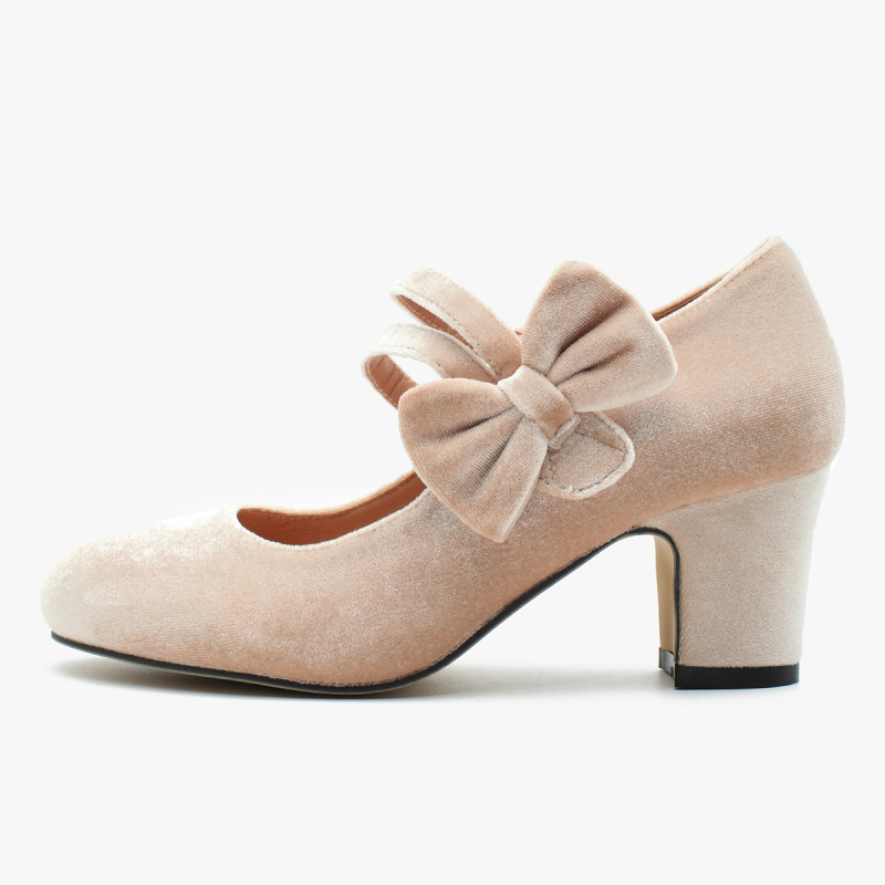 Mary Jane cipele s okruglom prstom, debeli potpeticama 6–8 cm, zatvaranje na Velcro, PU gornji dio, PVC potplat (pogodno za formalne odjevne kombinacije)