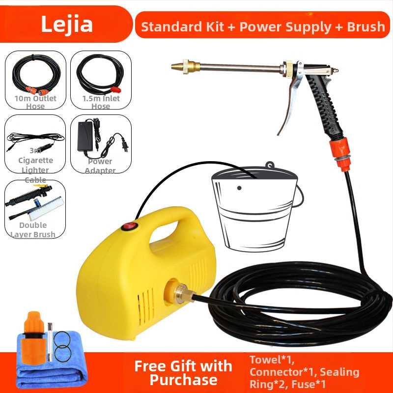 Bezdrôtový vysokotlaký prenosný čistič auta s meďovou hlavou, lítium-ion batériou, napájanie z zapaľovača, 4-8 L/min, Shiao