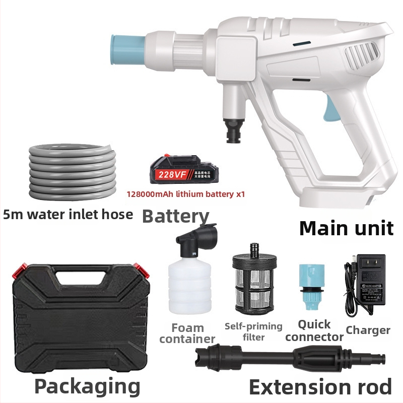 Xicheng Bezdrôtová vysokotlaká pištoľ na umývanie áut, prenosné čistiace zariadenie s lítiovou batériou, nabíjateľné pre elektrické vozidlá