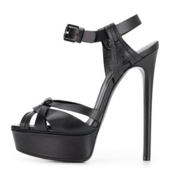 Sandale din PU cu bretele, vârf ascuțit, toc subțire, înălțime toc peste 8 cm