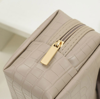 Geantă de cosmetică cu model de crocodil, formă octagonală, material PU impermeabil, capacitate mare, pentru femei (PU; impermeabil; crocodil; octagonal; capacitate mare)