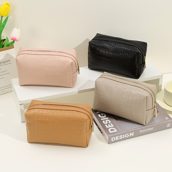 Geantă de cosmetică cu model de crocodil, formă octagonală, material PU impermeabil, capacitate mare, pentru femei (PU; impermeabil; crocodil; octagonal; capacitate mare)