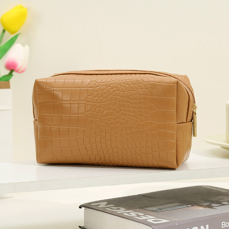 Geantă de cosmetică cu model de crocodil, formă octagonală, material PU impermeabil, capacitate mare, pentru femei (PU; impermeabil; crocodil; octagonal; capacitate mare)