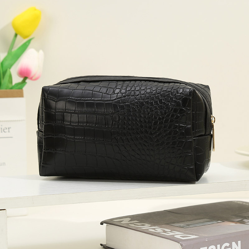Geantă de cosmetică cu model de crocodil, formă octagonală, material PU impermeabil, capacitate mare, pentru femei (PU; impermeabil; crocodil; octagonal; capacitate mare)