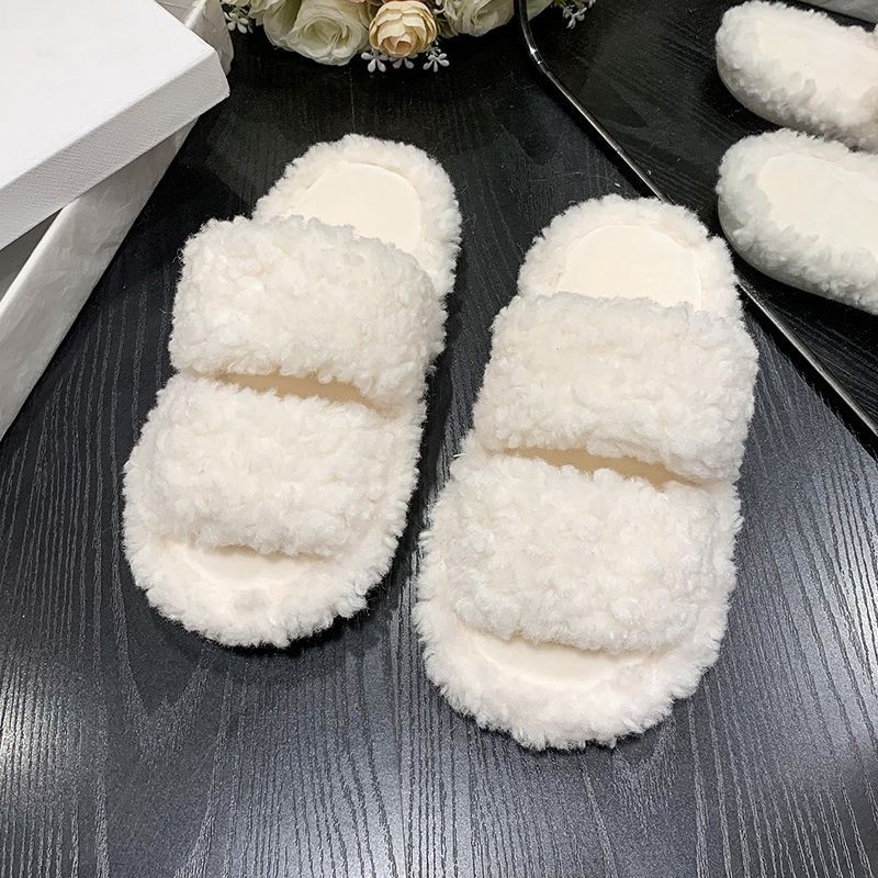 Damske papuče od umjetnog pliša, protuklizna TPR potplat, uzorak crtani medvjedić, korejski stil, pogodna za ljeto