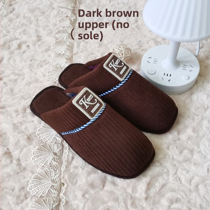 Domáce papuče s otvoreným prstom – bavlnený vršok, hrubá podrážka, pre páry, udržiava teplo, podrážka 3.5 cm a viac, retro literárny štýl