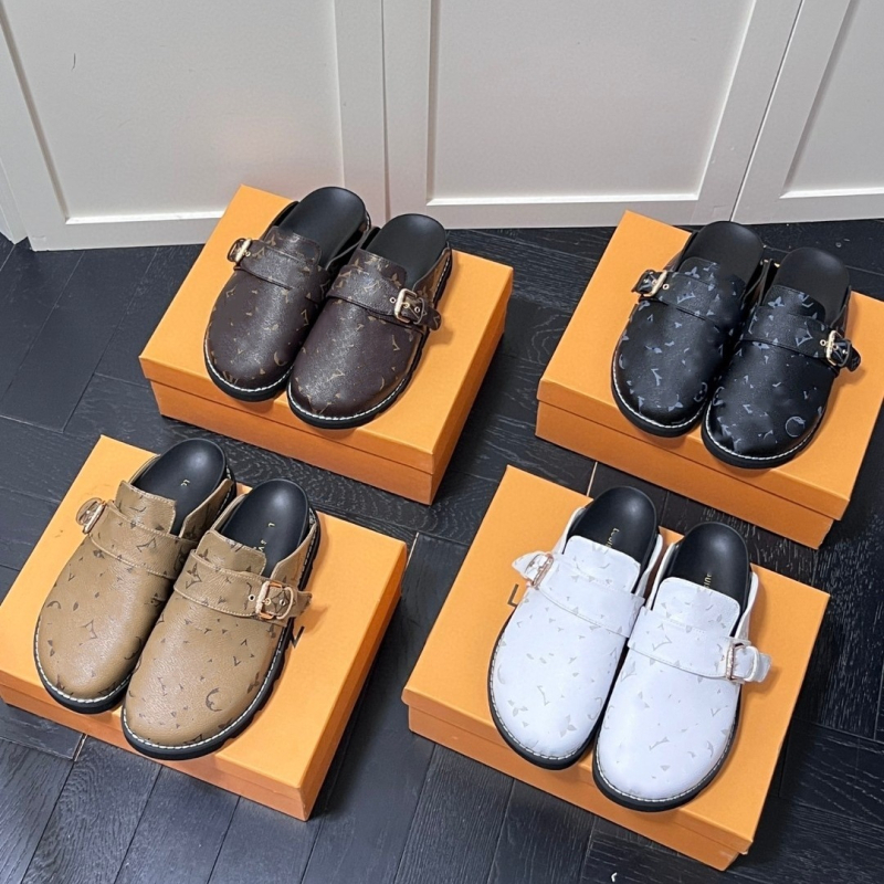 Șlapi pentru cupluri, partea superioară din piele de vițel, căptușire din material textil, talpă PVC, model cu litere, slip-on