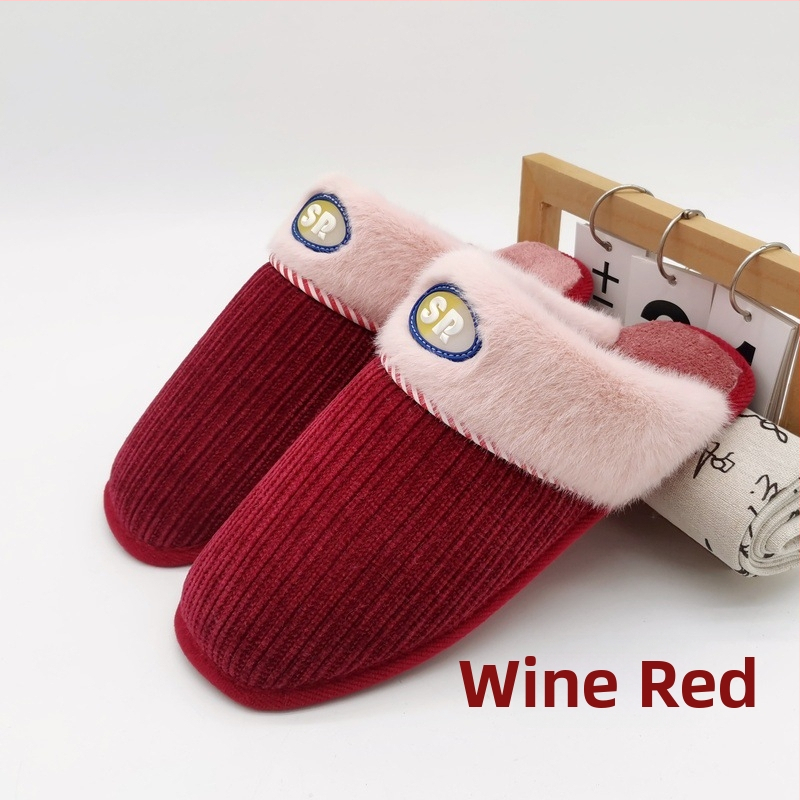 Unisex zimné domáce papuče s látkou na hornej časti, šitá podrážka, hrúbka 1,5–3,5 cm, udržiava teplo, pre páry