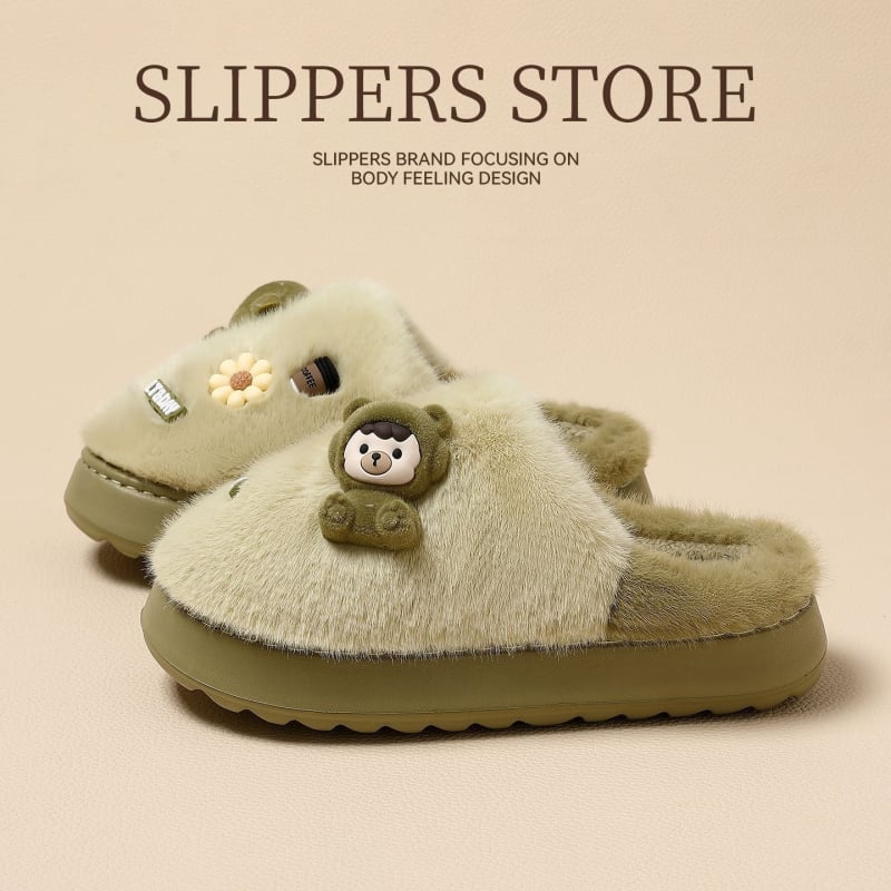 Papuče od pamuka za roditelje i dijete, Cartoon uzorak, EVA potplata protuklizna, lagane i otporne