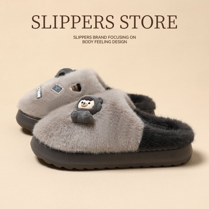 Papuče od pamuka za roditelje i dijete, Cartoon uzorak, EVA potplata protuklizna, lagane i otporne