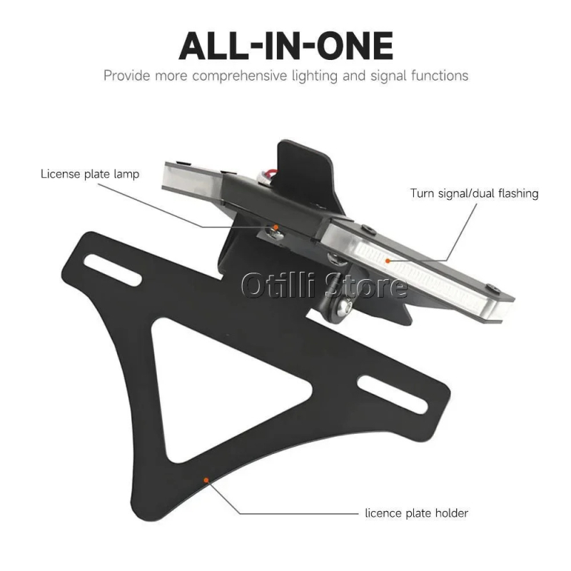 1290 Super Duke R (2020-2025) számára motorkerékpár-módosítási készlet: összecsukható rendszámtábla-tartó, sárvédő eltávolító készlet, hátsó rack és LED rendszámtábla világítás