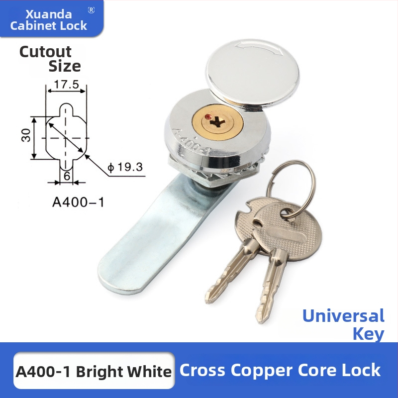 Xuanda A400-1 Cinkötvözetből készült keresztezett kör CAM-zár, egykulcsos, elosztó szekrényekhez, Rittal és kommunikációs szekrényekhez