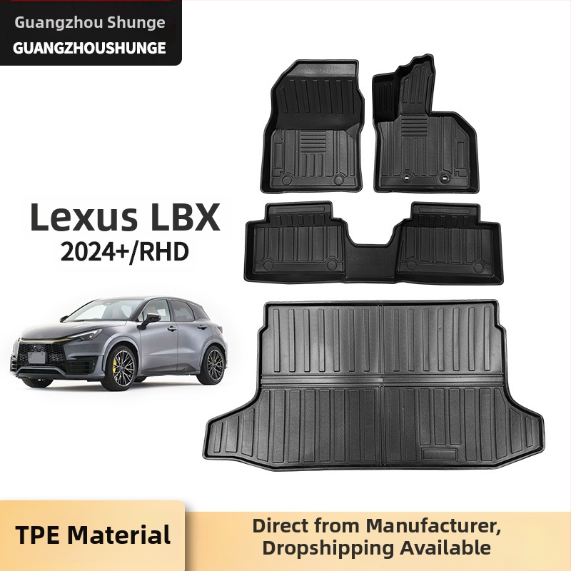 Gumené podlahové rohože a rohože do kufra pre Lexus LBX 2024+ (RHD) – vodotesné, odolné voči opotrebeniu