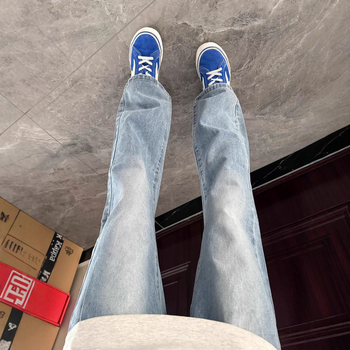 Muške ravne traperice s niskim strukom, pamuk-denim, pralne