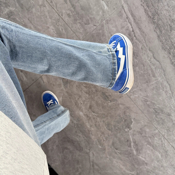 Muške ravne traperice s niskim strukom, pamuk-denim, pralne