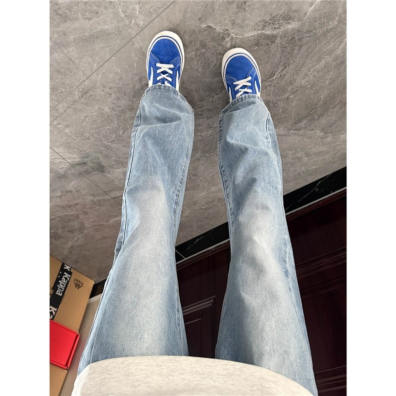 Muške ravne traperice s niskim strukom, pamuk-denim, pralne