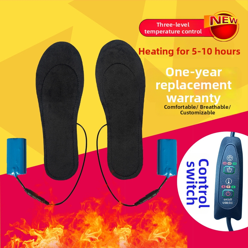 Isel grijaći uložak s USB punjivom litijskom baterijom, unisex, EVA đon, mekani velur gornji dio