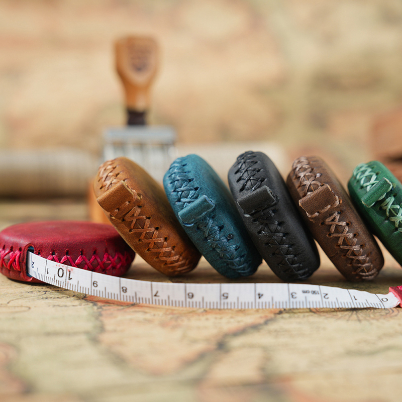 Мини лента за измерване от естествена кожа, ръчно пришит модел, обхват 150 cm, персонализация налична, марка Aipi tribe