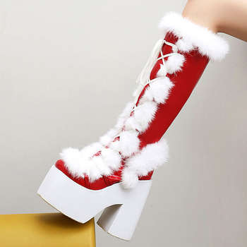 Moderne čizme za žene - PU gornji dio, okrugli vrh, visok shaft, vrlo visoka peta (>8 cm)