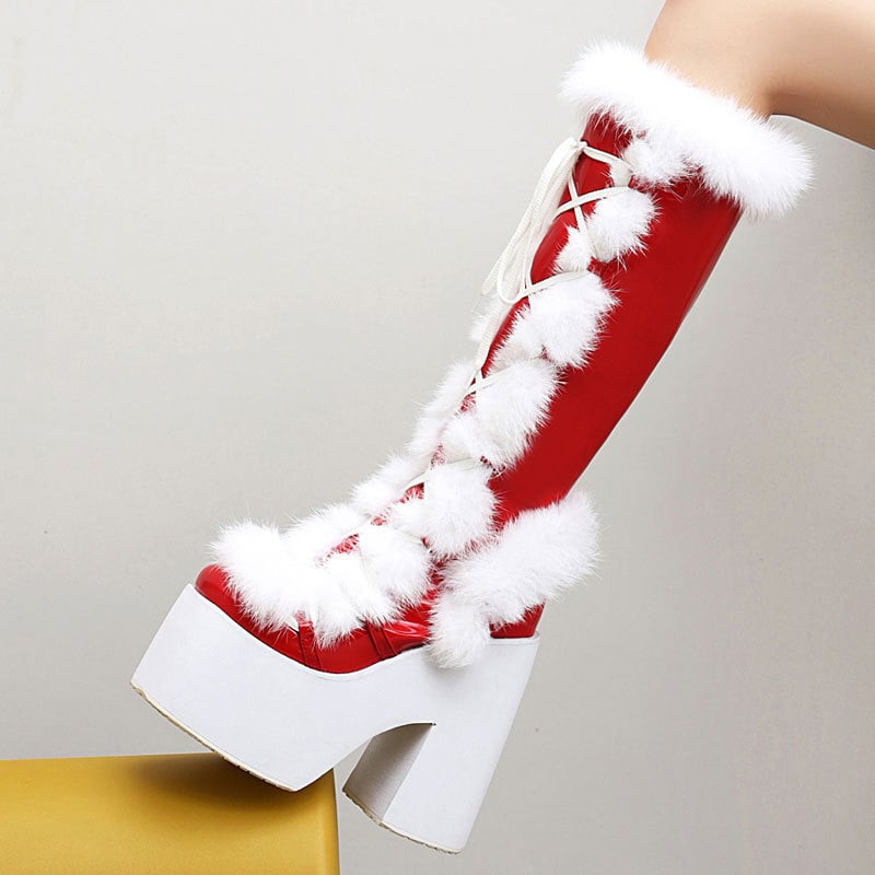 Moderne čizme za žene - PU gornji dio, okrugli vrh, visok shaft, vrlo visoka peta (>8 cm)