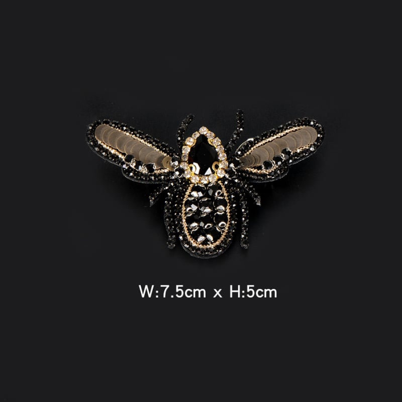 Филцова апликация във форма пеперуда с мъниста и кристали, ръчно бродирана - аксесоар за дрехи, обувки и чанти за DIY