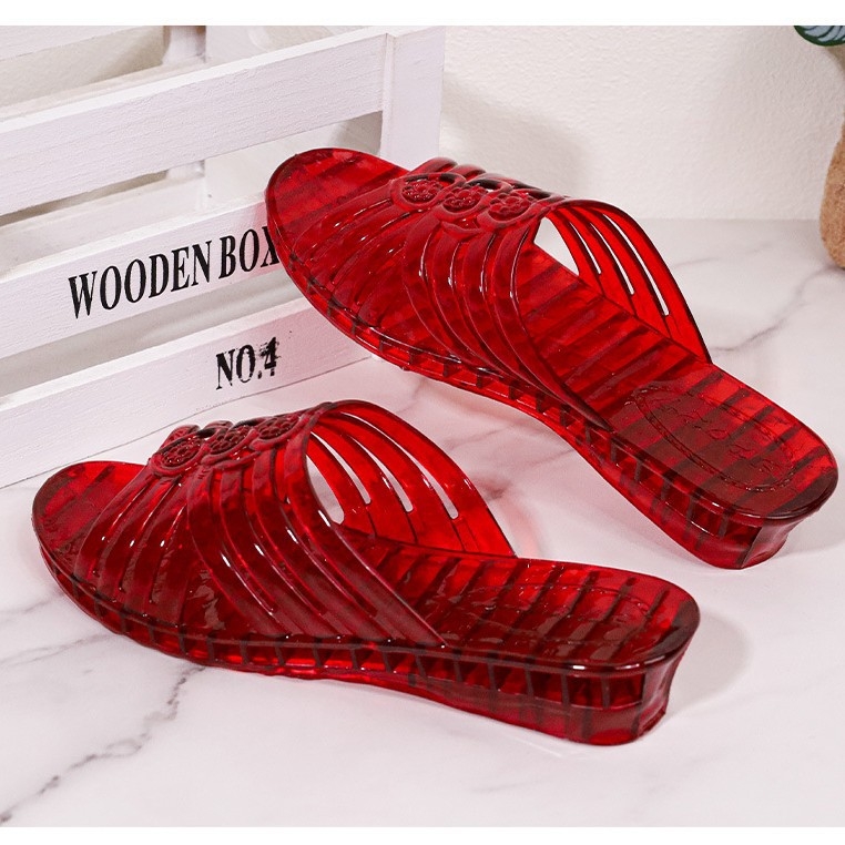 Casual PVC papuče s kristalima za kućnu i ljetnu upotrebu | prozračne, protuklizne; gornji dio plastika, potplat PVC, injekcijski oblikovan potplat, debljina potplata 0–3 cm, ploska potplata