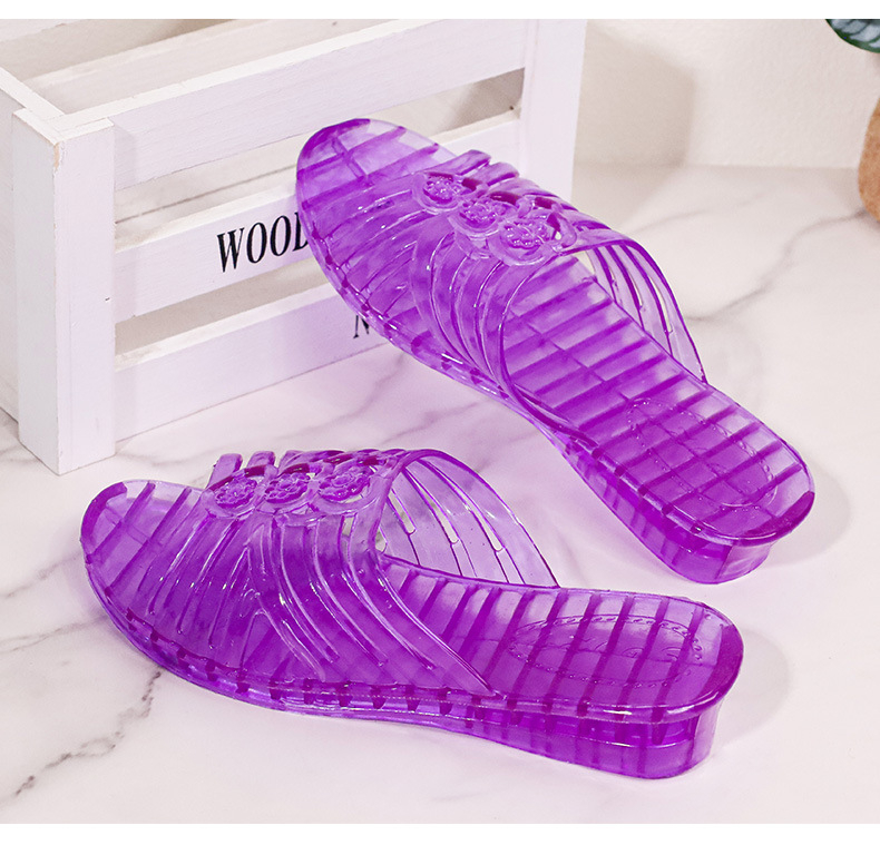 Casual PVC papuče s kristalima za kućnu i ljetnu upotrebu | prozračne, protuklizne; gornji dio plastika, potplat PVC, injekcijski oblikovan potplat, debljina potplata 0–3 cm, ploska potplata