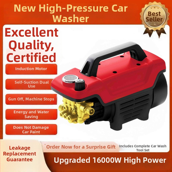 Vysokotlaký čistiaci stroj na autá — prenosný, domáci, plne automatický; výkon 3000 W, 220 V, prietok 16 L/min, dĺžka hadice 7–20 m, hmotnosť 9,5 kg