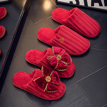 Vjenčane papuče za parove, kućne papuće od pamuka s PVC đonom i gornjim dijelom od velura (za zimu, jesen i proljeće)