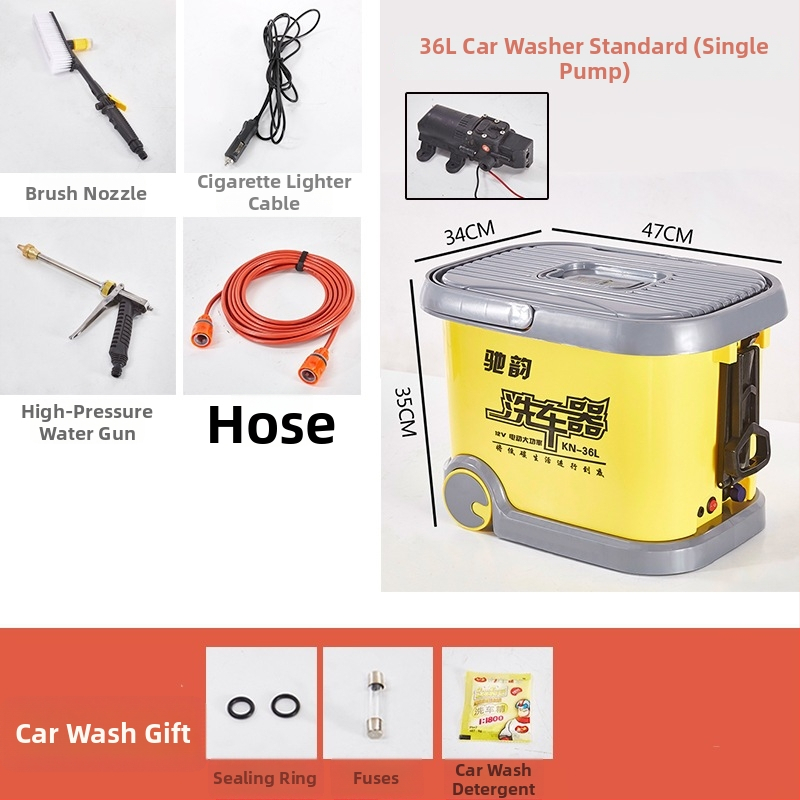 CY-25 Čistič auta s prenášacou kefou, 12V napájanie zo zapaľovača, 60W, prietok 6 L, pracovný tlak 9 kg