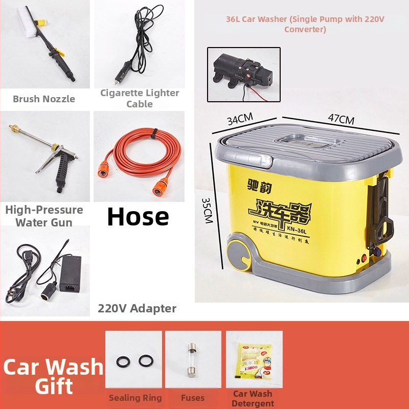 CY-25 Čistič auta s prenášacou kefou, 12V napájanie zo zapaľovača, 60W, prietok 6 L, pracovný tlak 9 kg