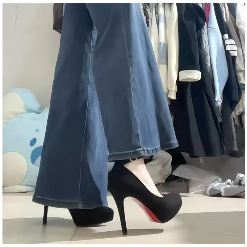 Visoke štikle s oštrim vrhom, Korejski stil verzija, gornji PU dio i PU ulošak, tanak pet, gumasta đona (Oštr vrh; PU gornji dio; visok pet >8 cm; Korejski stil)